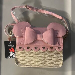 Disney Minnie Mouse Pink and Tan Crossbody Bag